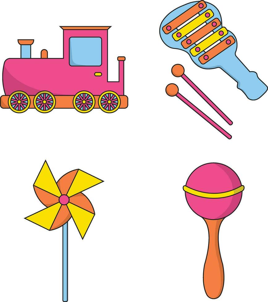 Set of Children's Toy. Isolated On White Background vector
