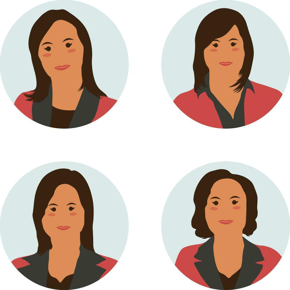 Business Woman Avatar Set. Isolated On White Background vector