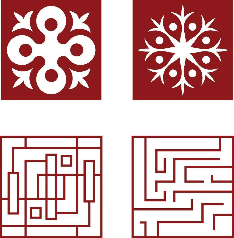 Traditional Chinese Pattern Icons. Vector Element Set