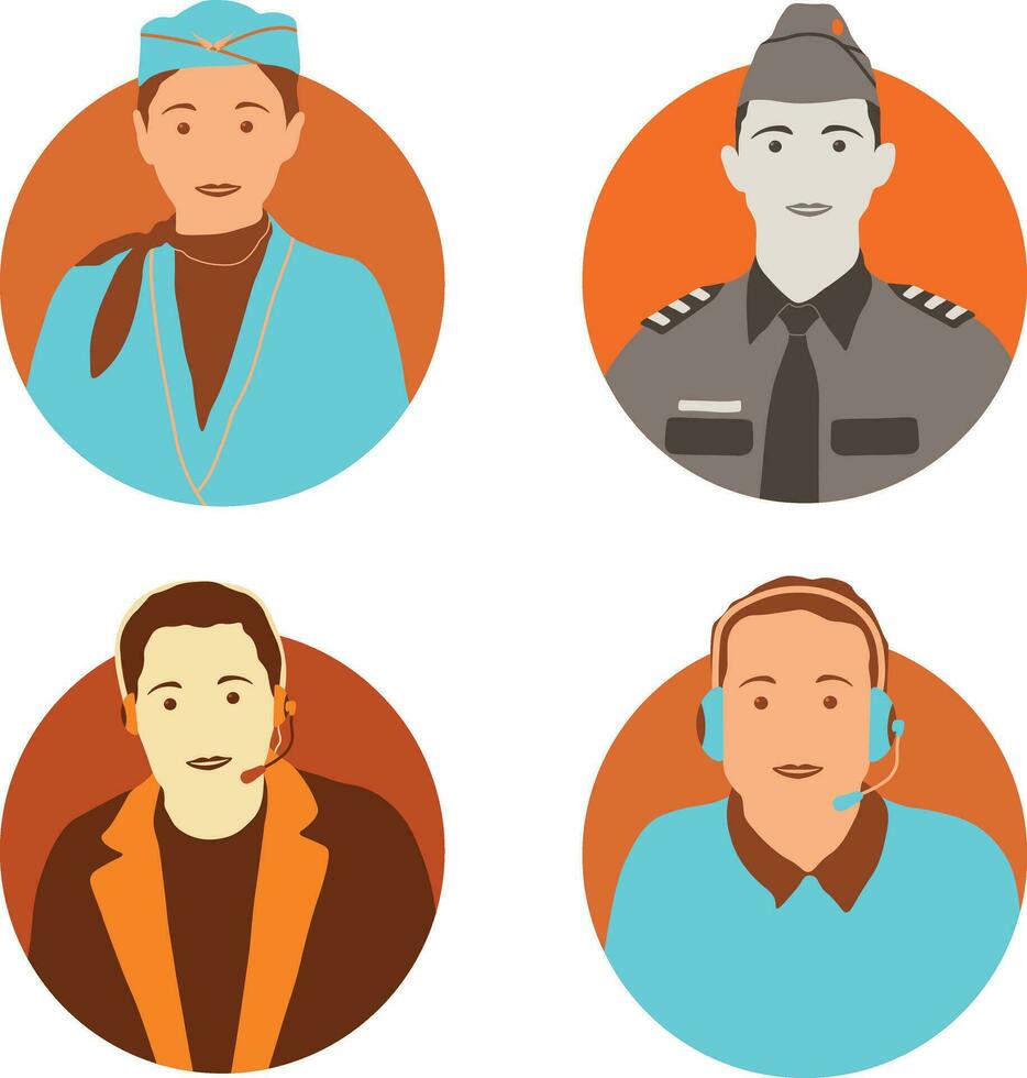 Profession Avatar Icons Set. Isolated On White Background vector