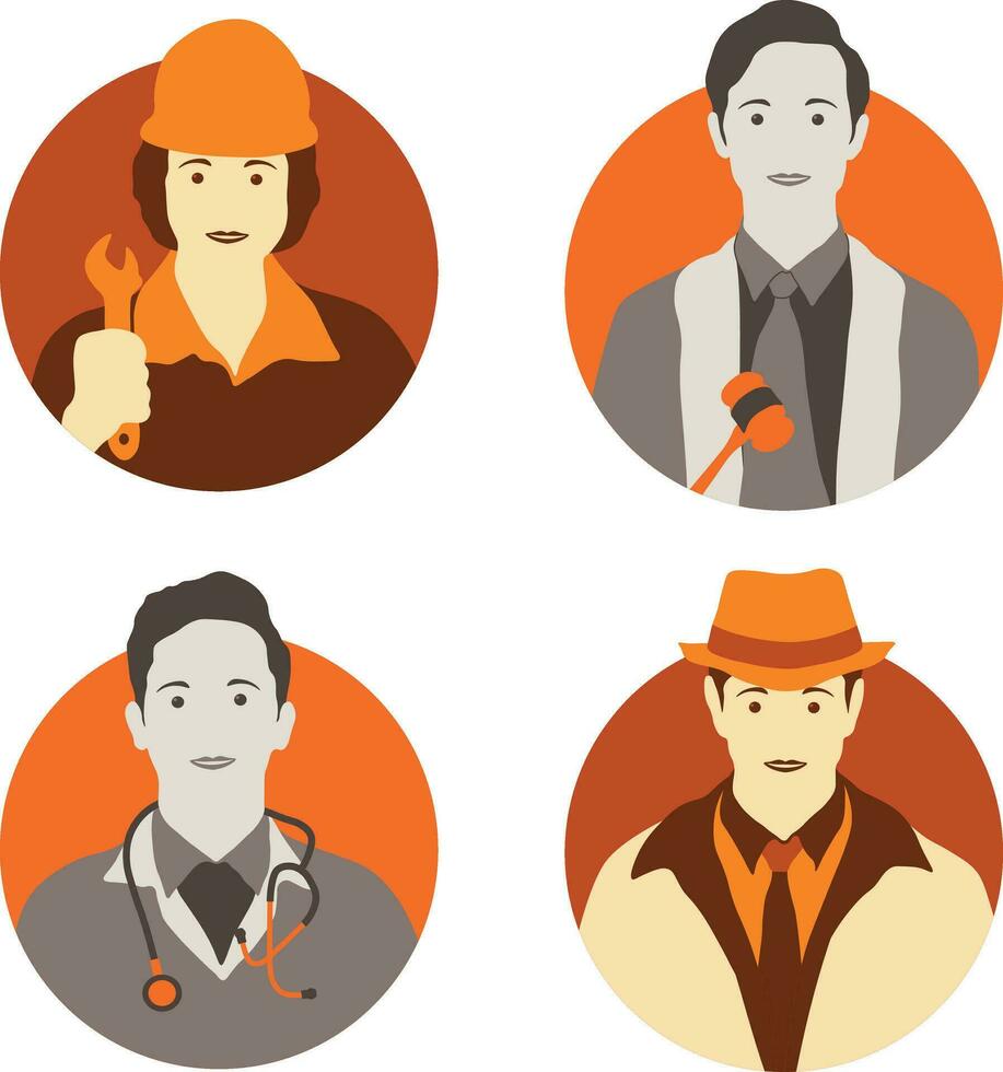 Profession Avatar Icons Set. Isolated On White Background vector