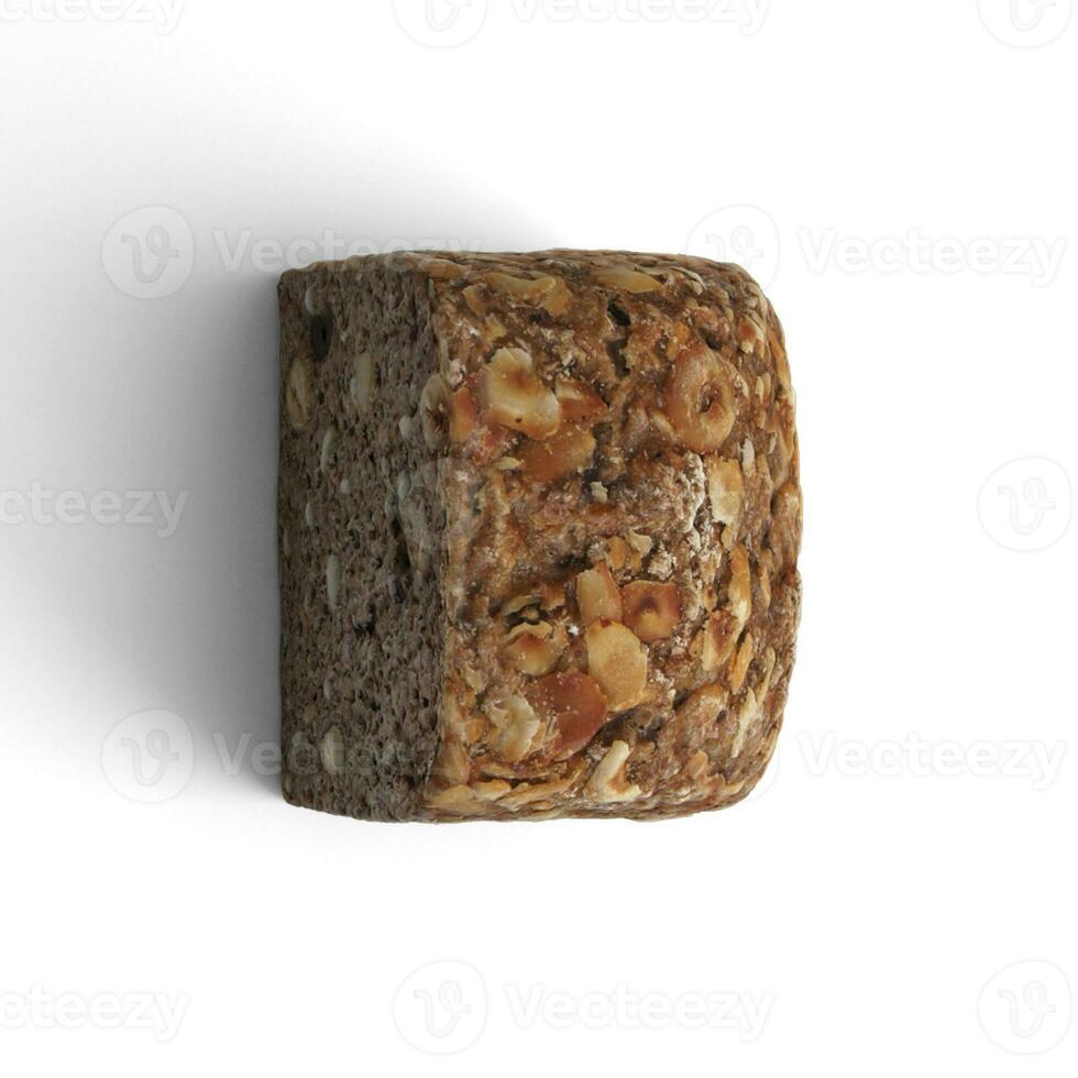 Hazelnut bread Perspective isolated on white background photo