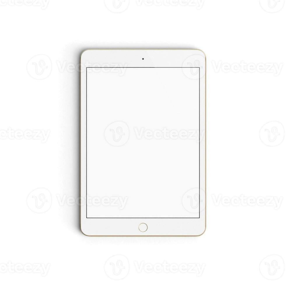 Tablet empty display with blank screen isolated on white background for ads Gold - Front - vertical photo