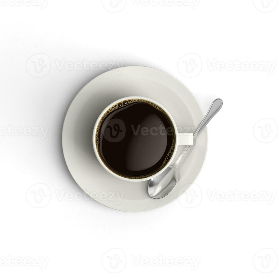 Coffee Cup Plate Spoon isolated on white background photo