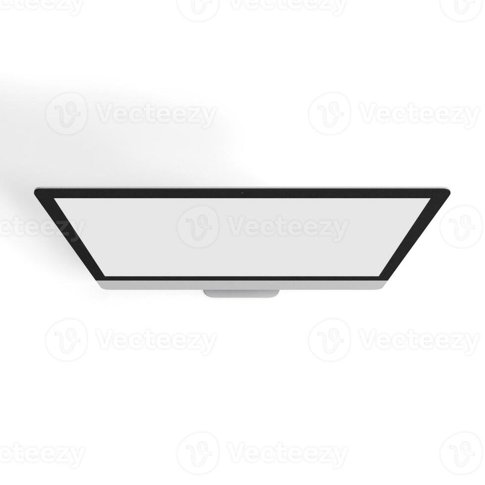 Desktop empty display with blank screen isolated on background for advertisement photo