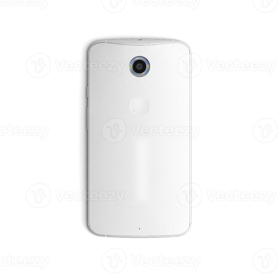 Mobile empty back side display with blank screen isolated on background for ads photo