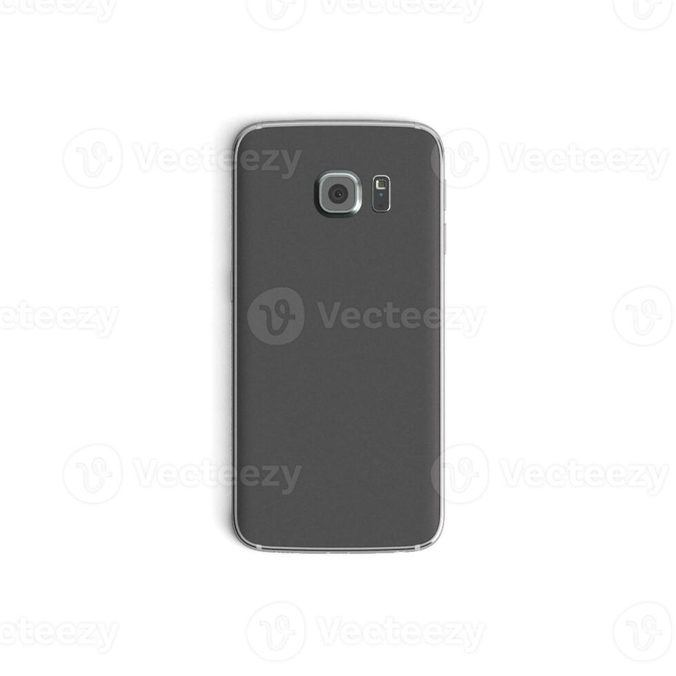 Mobile phone empty display with blank screen isolated on white background for ads Back - Vertical - Blue copy photo