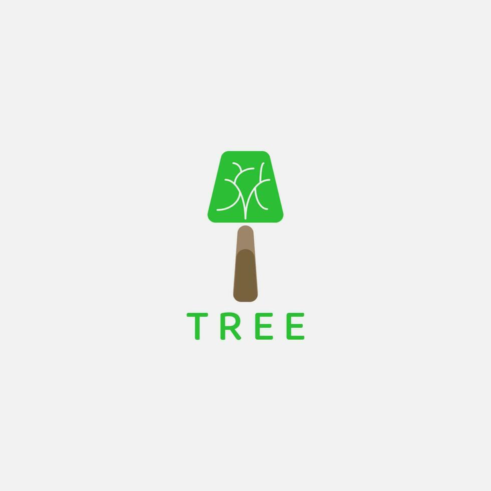 A whimsical tree logo that resembles a desk lamp. vector