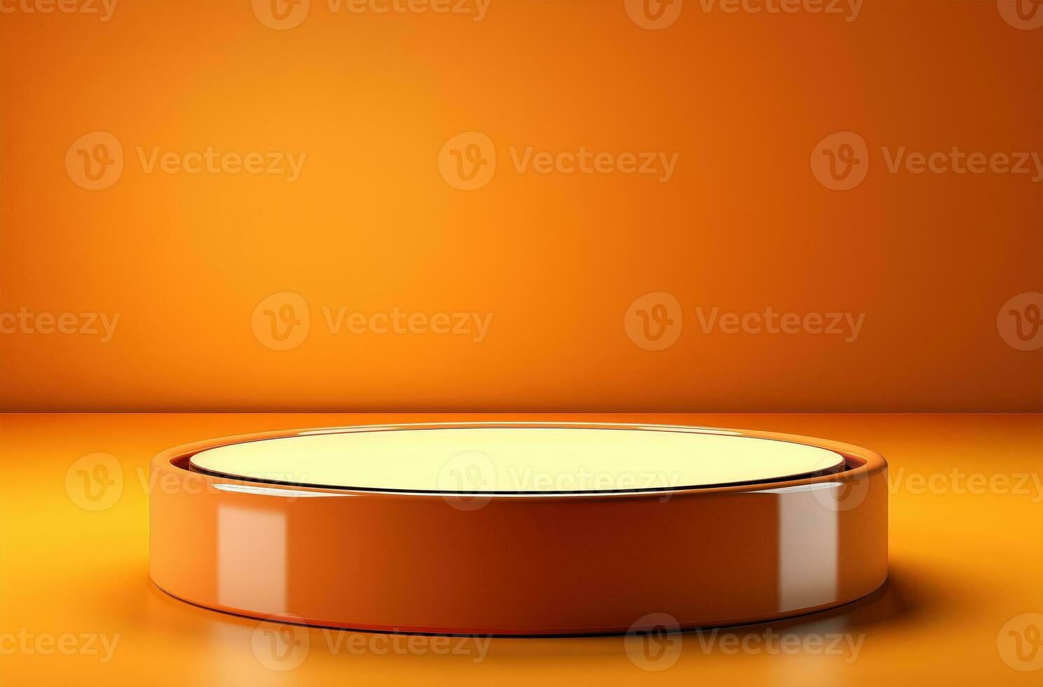 AI generated Orange podium and minimal abstract background, ai technology photo