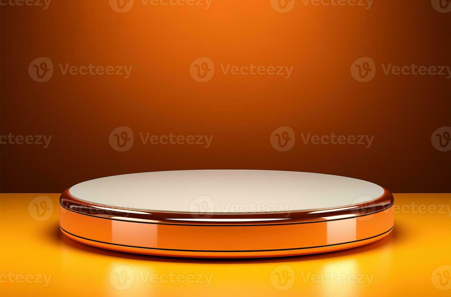 AI generated Orange podium and minimal abstract background, ai technology photo