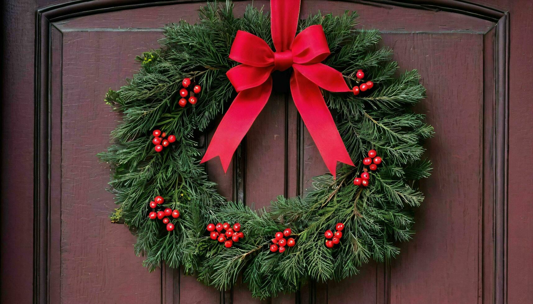 AI generated Wreath with Berries and Bow photo