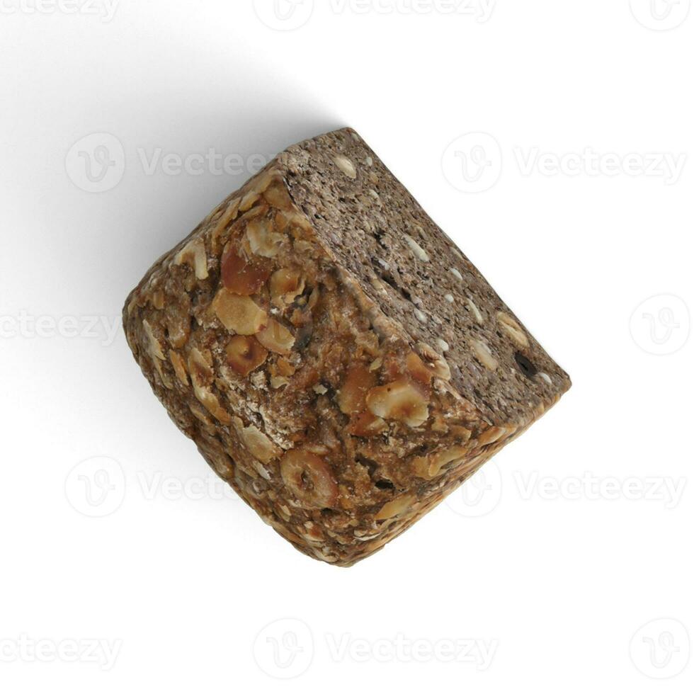 Hazelnut bread Perspective isolated on white background photo