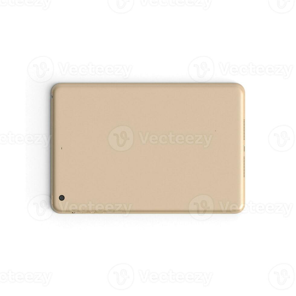 Tablet empty display with blank screen isolated on white background for ads Space Gray - Front - Vertical- Gold - Back - Horizontal photo