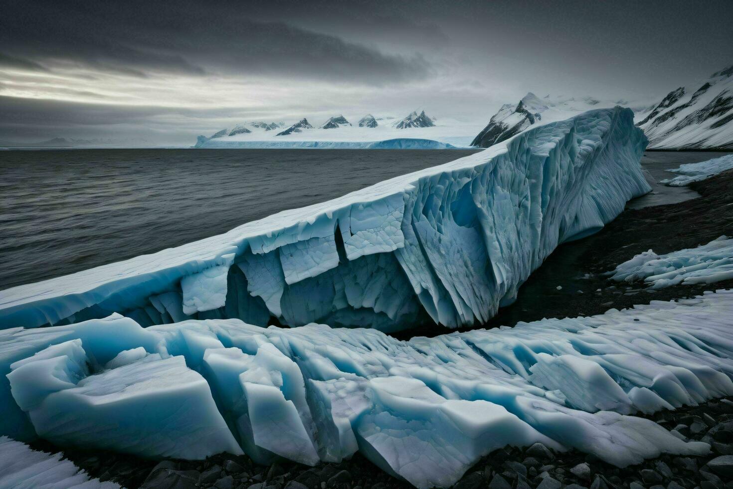 AI generated Iceberg Melting into Sea photo