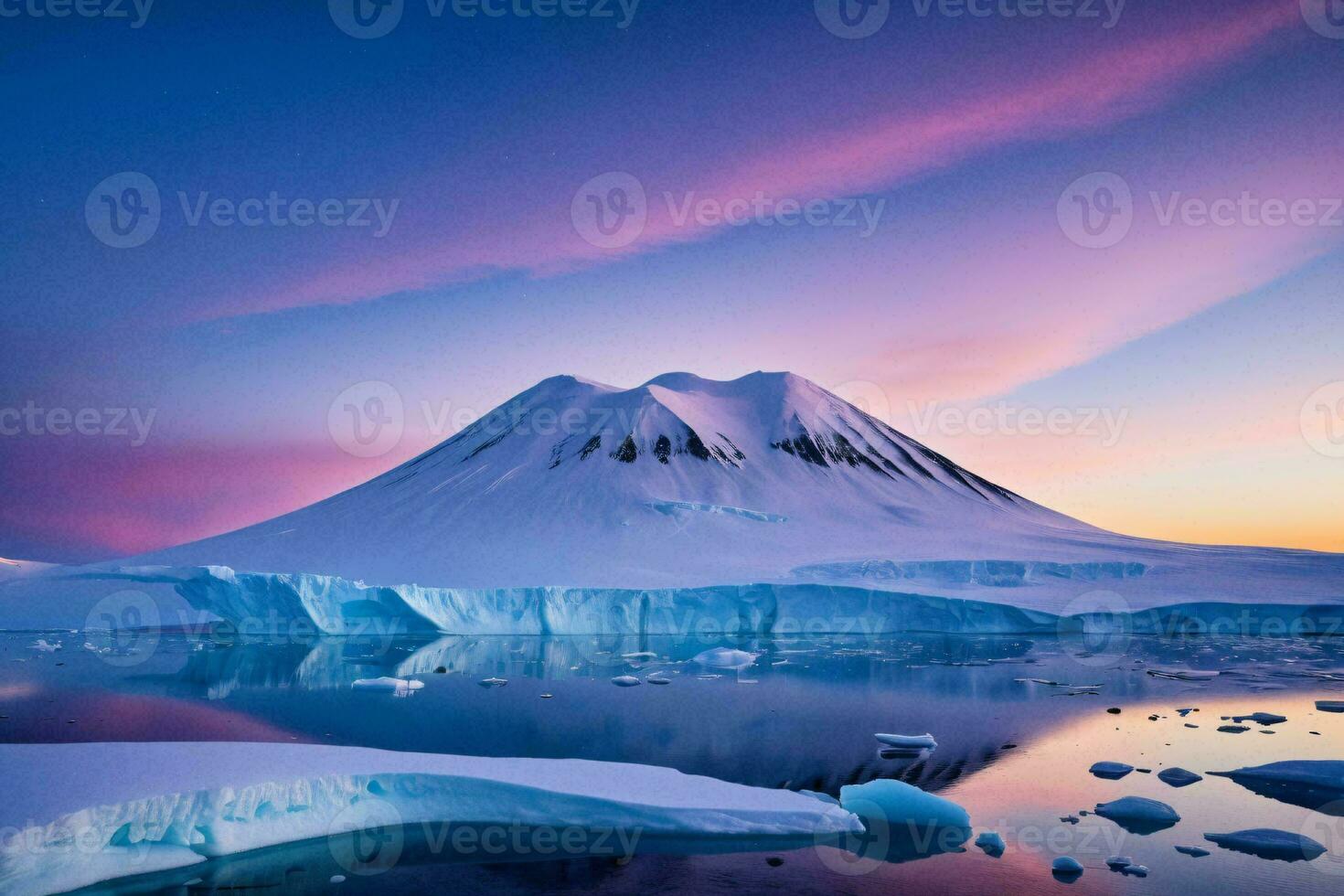 AI generated Antarctic Volcano at Twilight photo