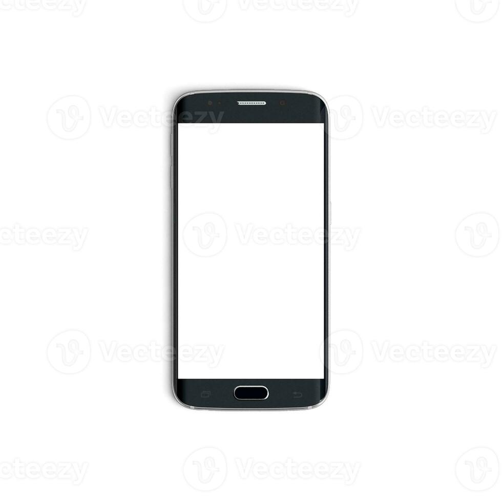 Mobile phone empty display with blank screen isolated on white background for ads - Front - Vertical - blacky photo