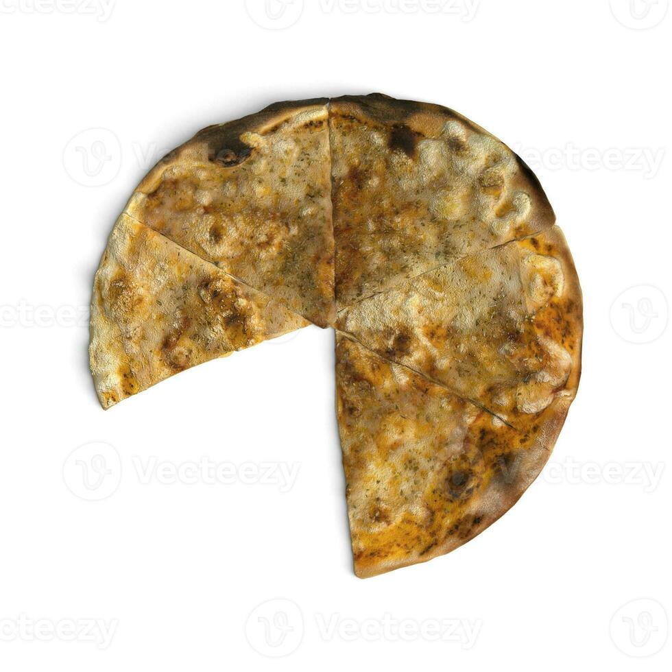 Full pizza a part is missing clear photo overview