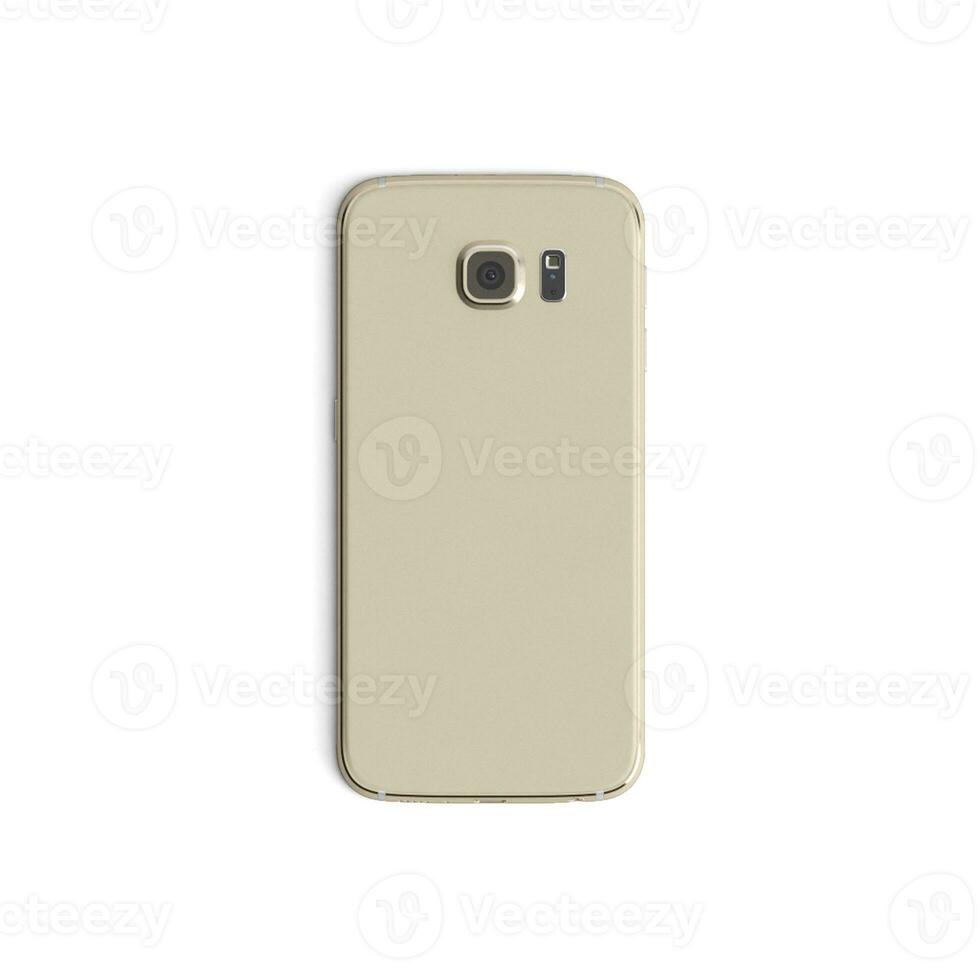 Mobile phone empty display with blank screen isolated on white background for ads Back - Vertical - Gold copy photo