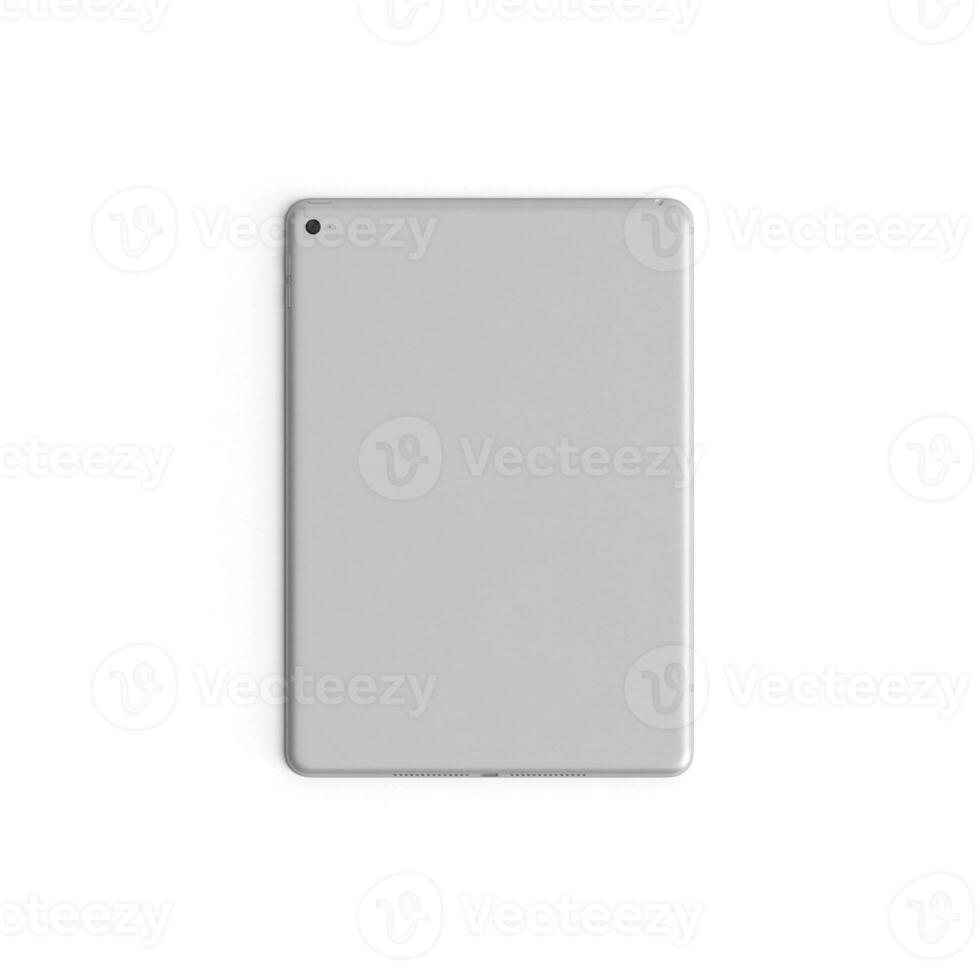 Tablet empty display with blank screen isolated on background for ads silver black photo
