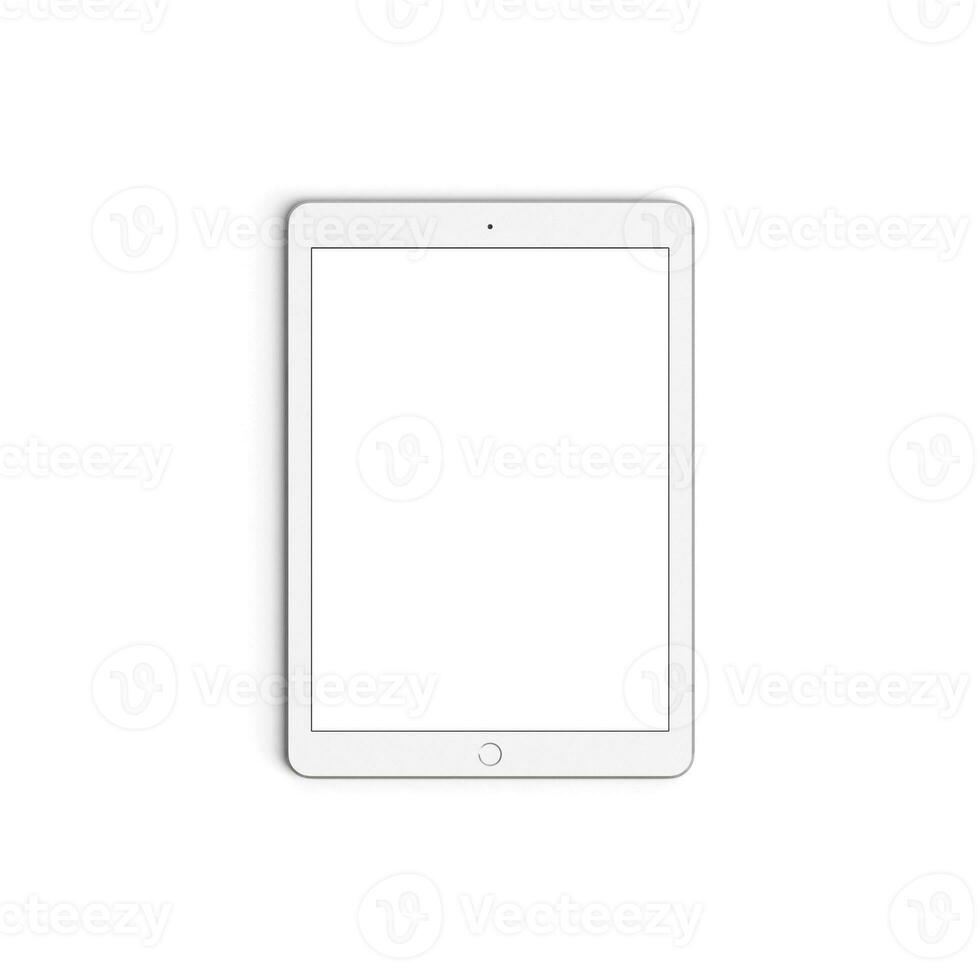 Tablet empty display with blank screen isolated on background for ads silver front horizontal 2 photo