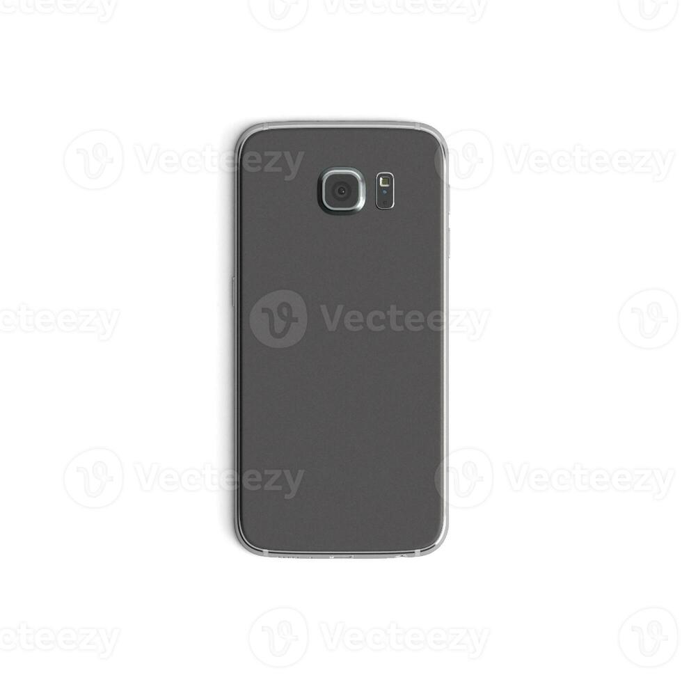 Mobile phone empty display with blank screen isolated on white background for ads Back Vertical - Blue photo