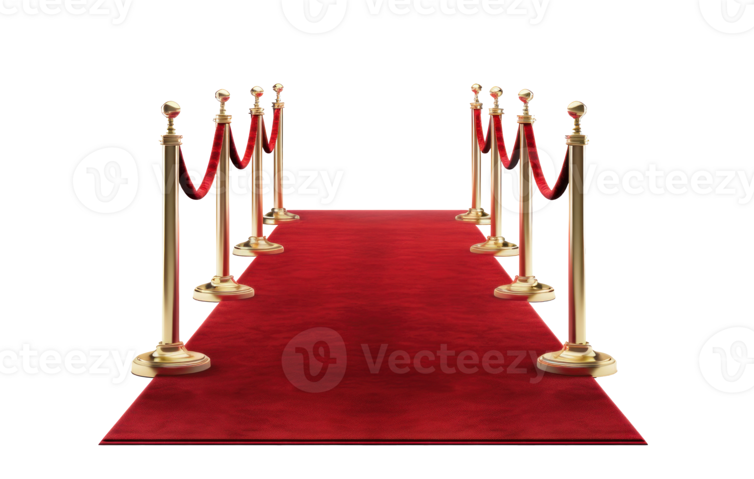 AI generated red carpet, png file of isolated cutout object with shadow on transparent background.