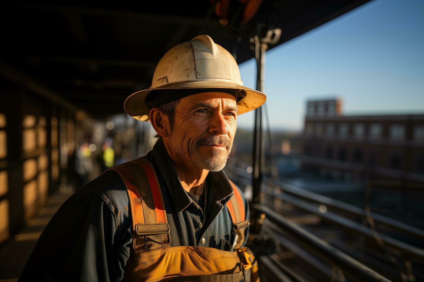 ai generado petróleo trabajador en un casco. foto