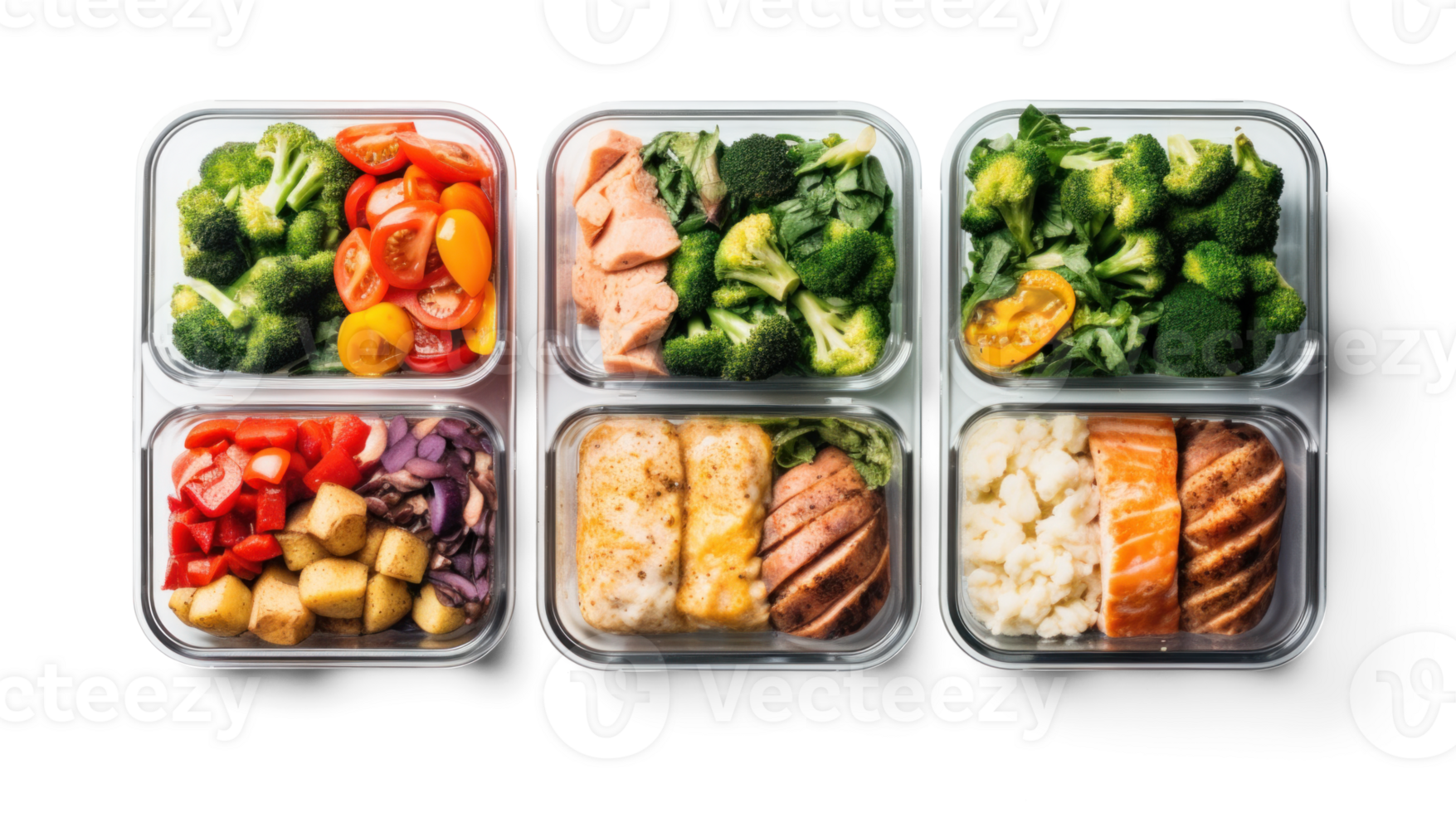 AI generated meal prep, png file of isolated cutout object with shadow on transparent background.
