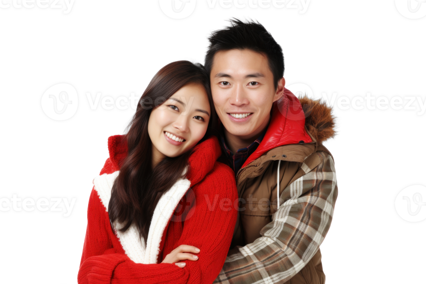 AI generated Asian Couple Embracing with Warm Smiles png