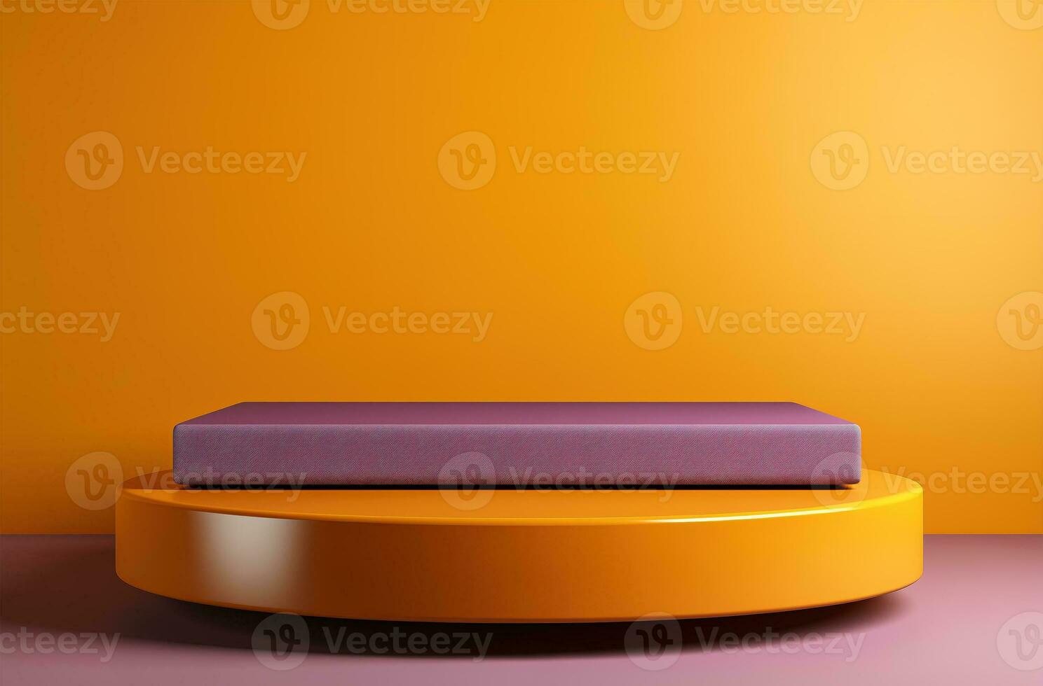 AI generated Orange podium and minimal abstract background, ai technology photo