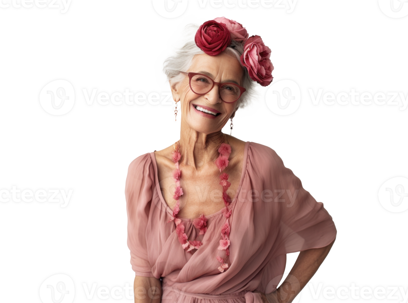 AI generated Elegant Senior Lady with Joyful Smile png
