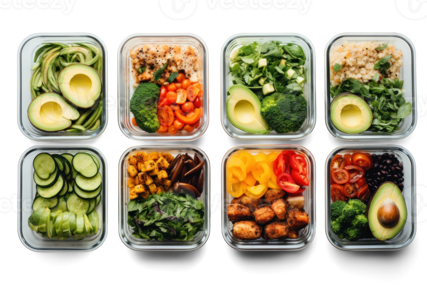 AI generated meal prep, png file of isolated cutout object with shadow on transparent background.