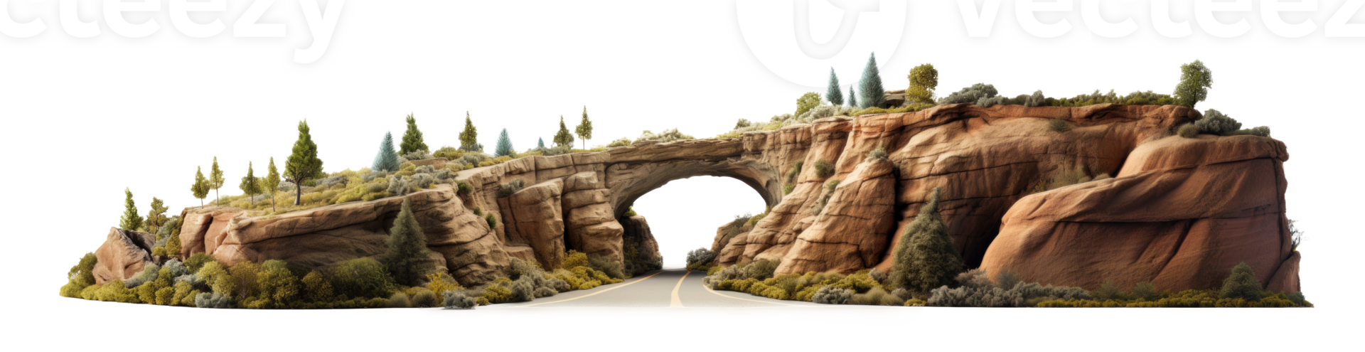 AI generated Scenic Drive Through Natural Rock Arch png