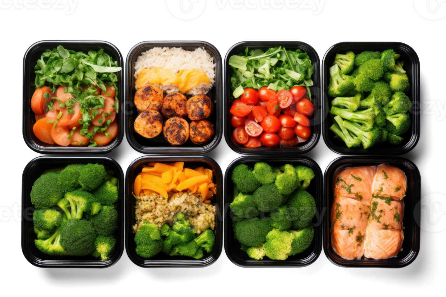 AI generated meal prep, png file of isolated cutout object with shadow on transparent background.