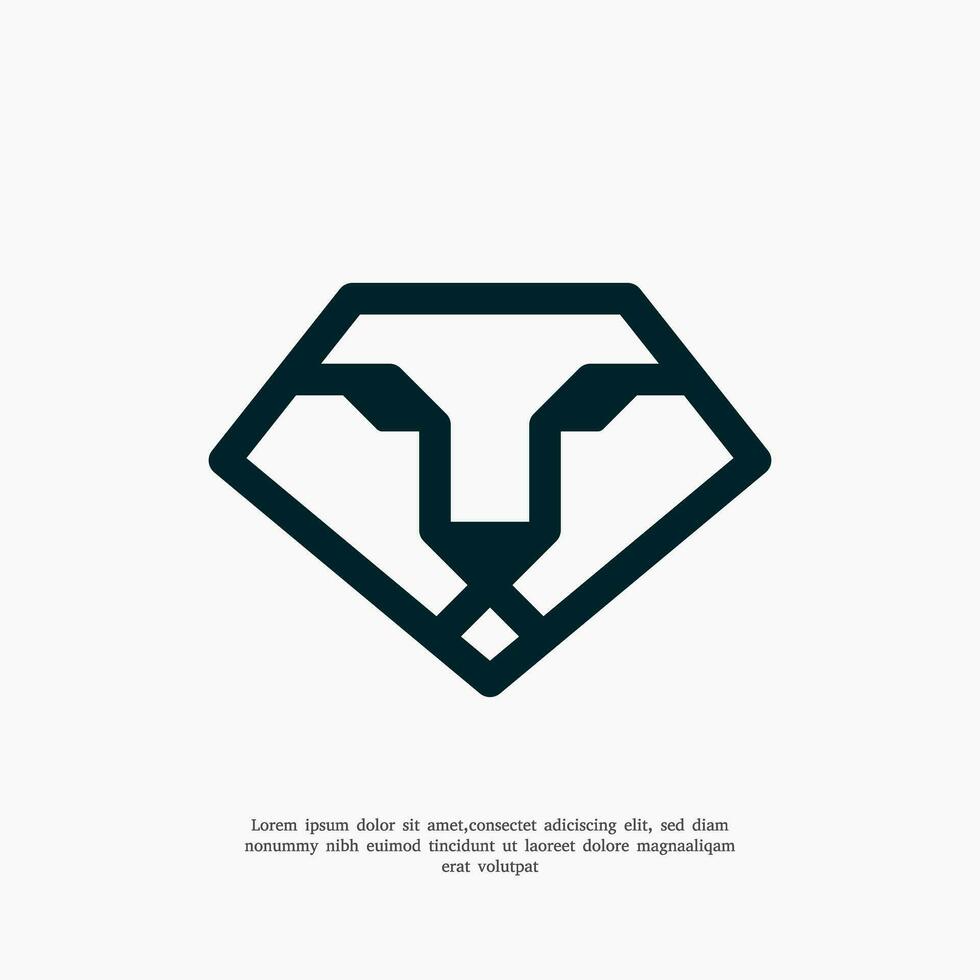 diamond lion head logo design template vector