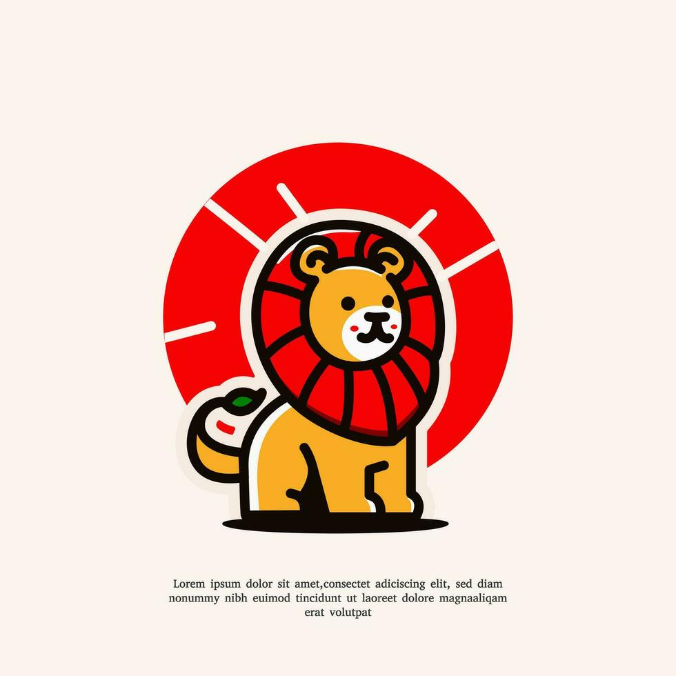 sencillo mascota rojo cabeza león logo ilustración vector