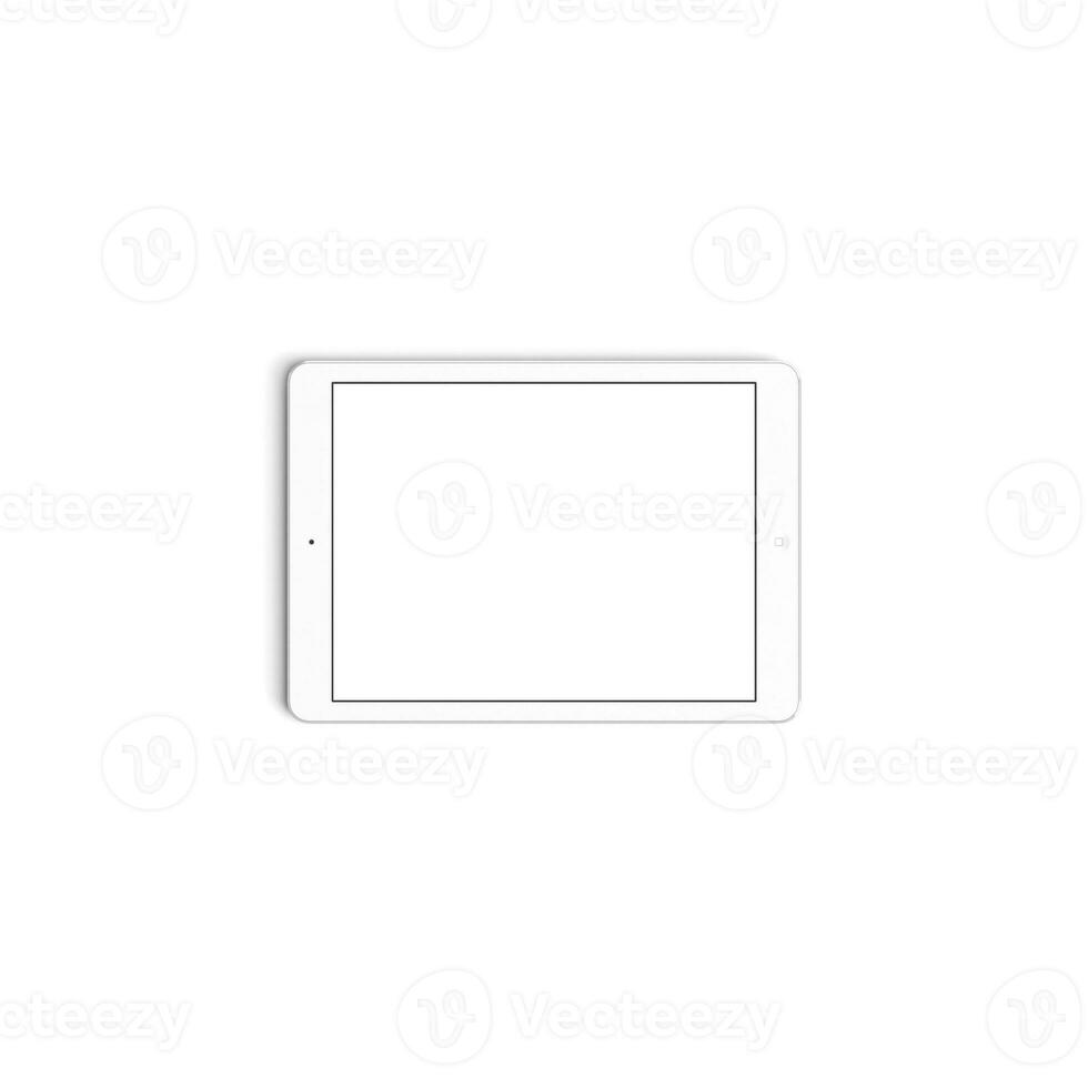 Tablet empty display with blank screen isolated on background for ads photo