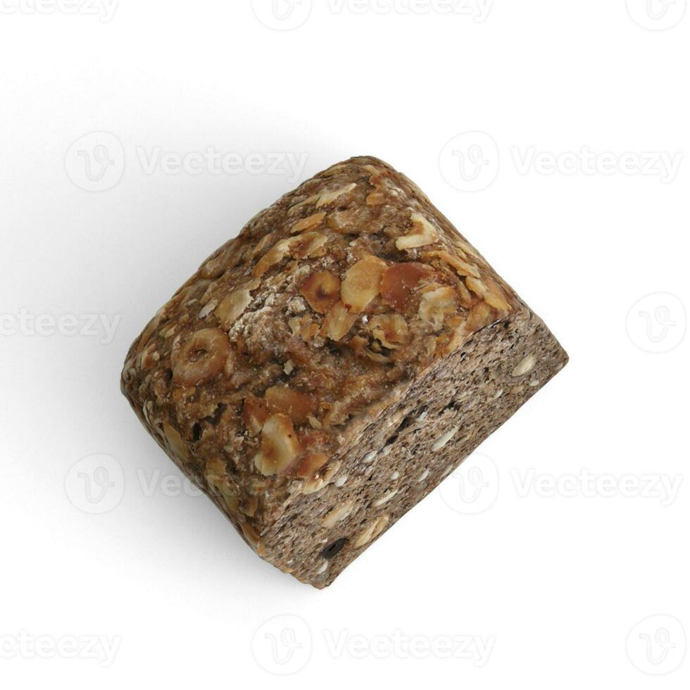 Hazelnut bread Perspective isolated on white background photo