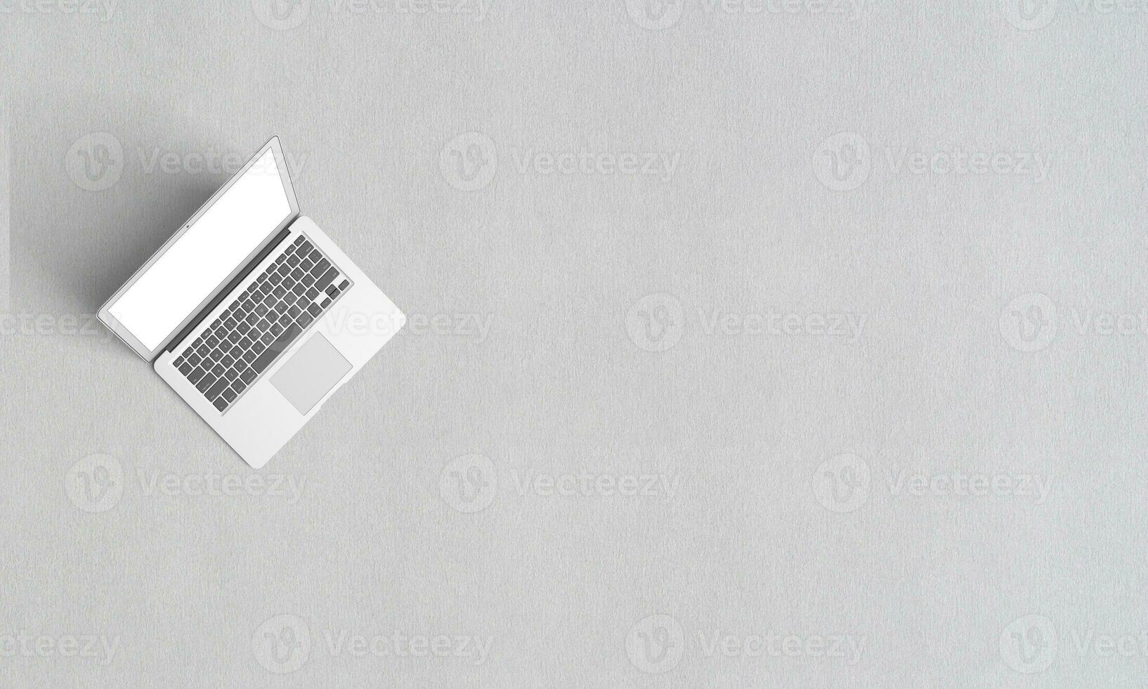 Laptop mockup and white texture background photo