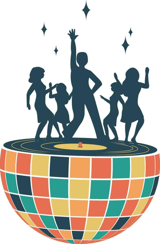 disco pelota. disco pelota. maravilloso aparato de relojería elementos en un retro hippie Años 70 estilo. vector