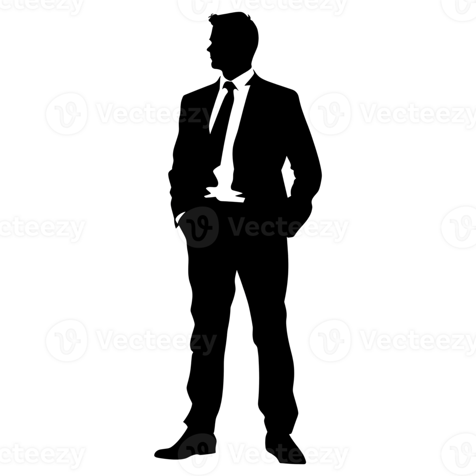 AI generated Silhouette business man full body black color only png