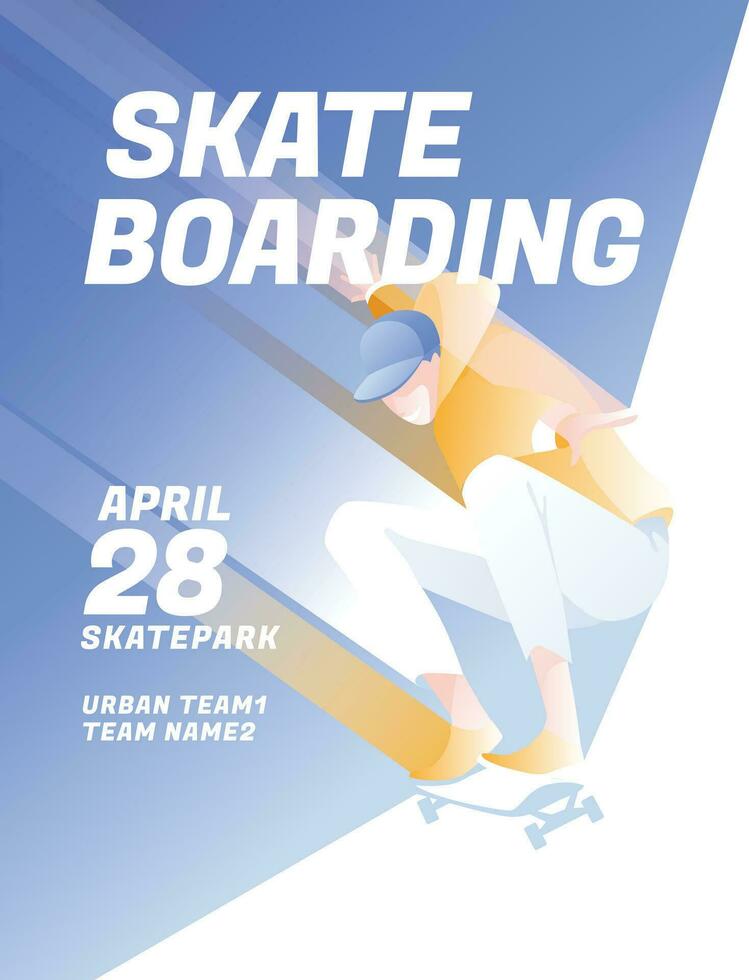 Skateboarder. Extreme sports and recreation. Sports poster. Motion silhouette. Gradient. Vector illustration