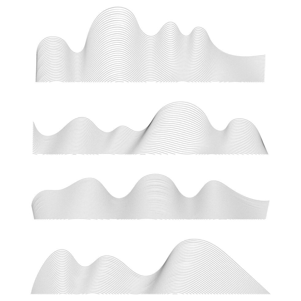 Line art abstract mountain collection. Curved lines form mountains