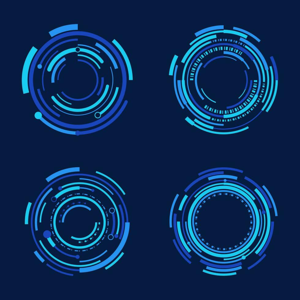 Collection of circular shape future hud interface designs vector