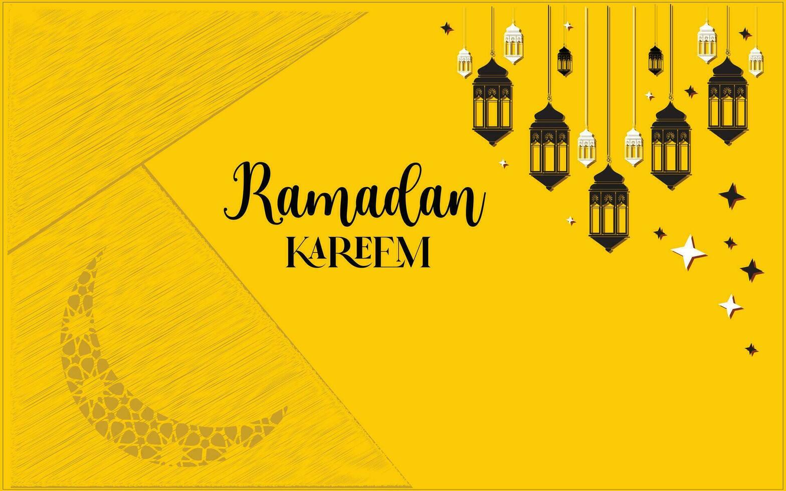 Free Vector Ramadan Kareem greeting card design for social media post and website.
