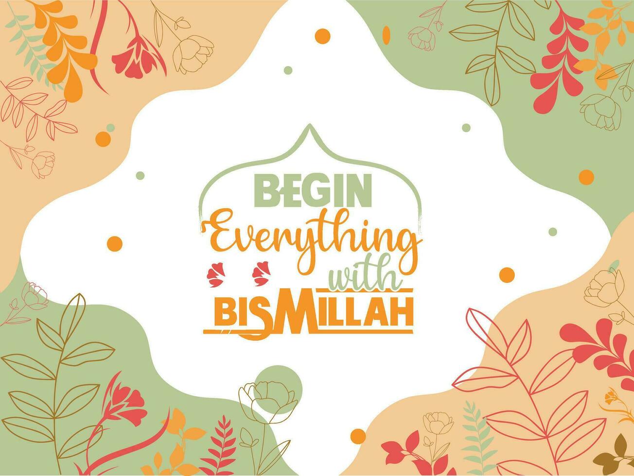 Free vector Begin everything with the name of Allah floral  vintage islamic background.