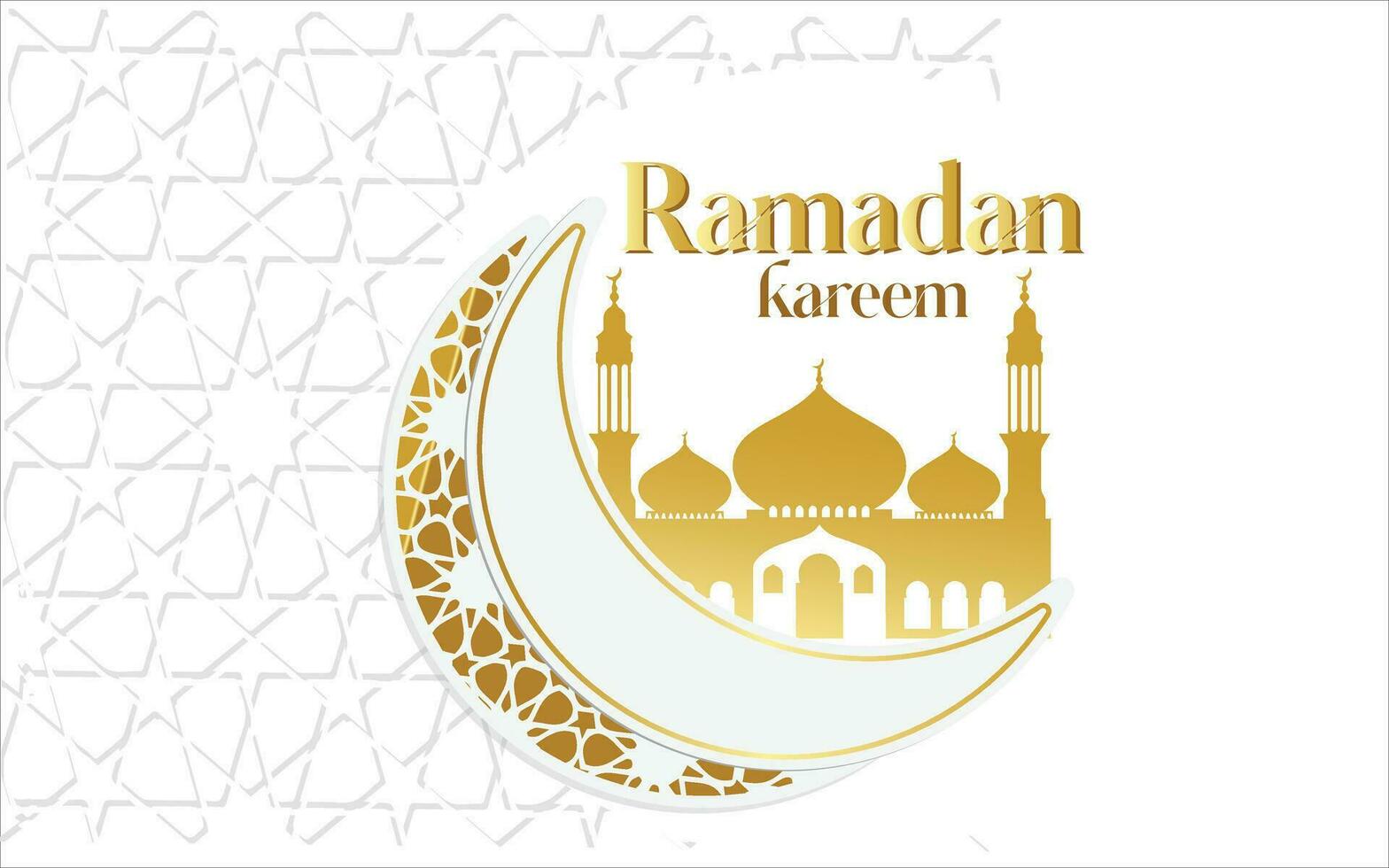 Ramadan Kareem Islamic Social Media Banner in gold and White  background. vector