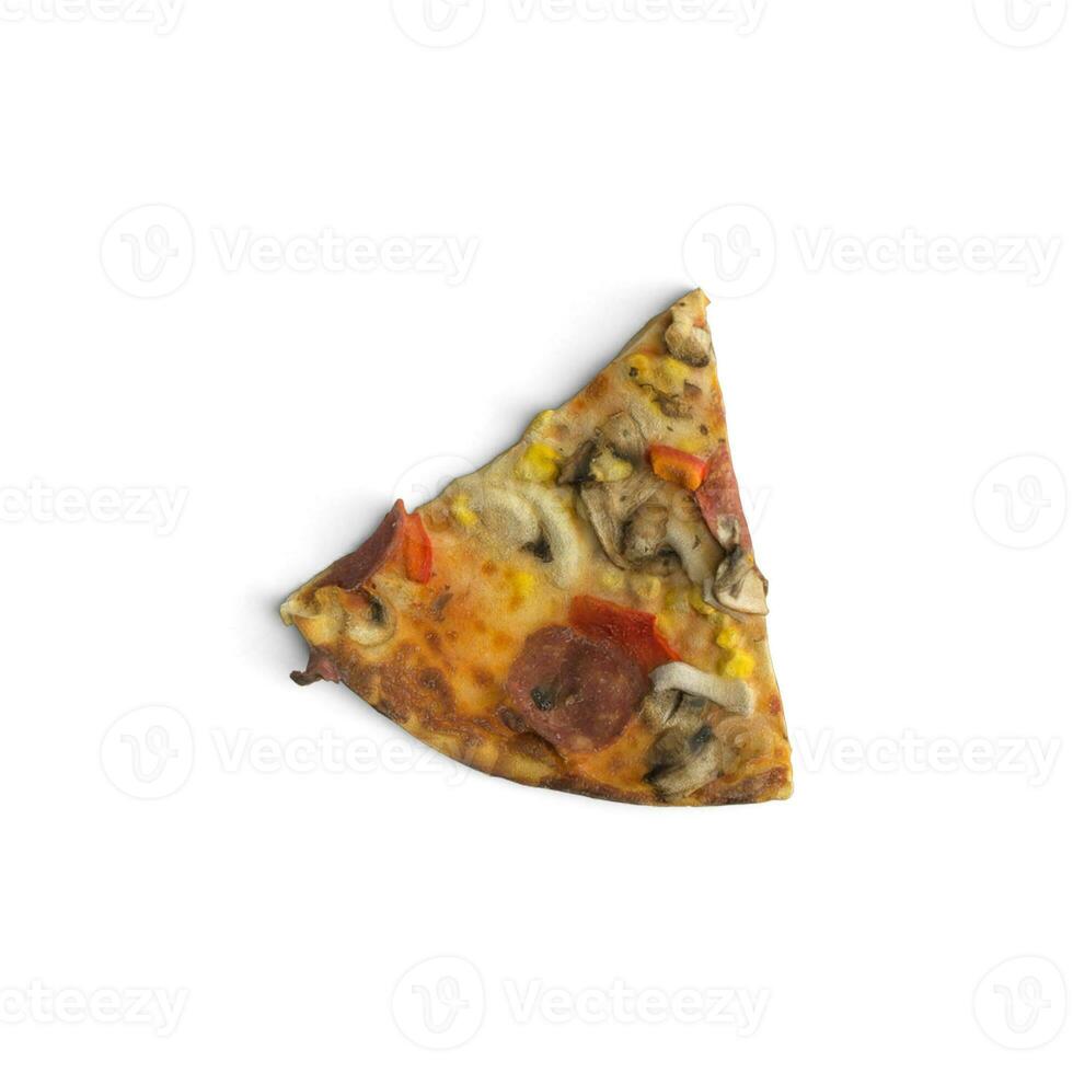 Pizza a single part of a full pizza sliced on white background photo