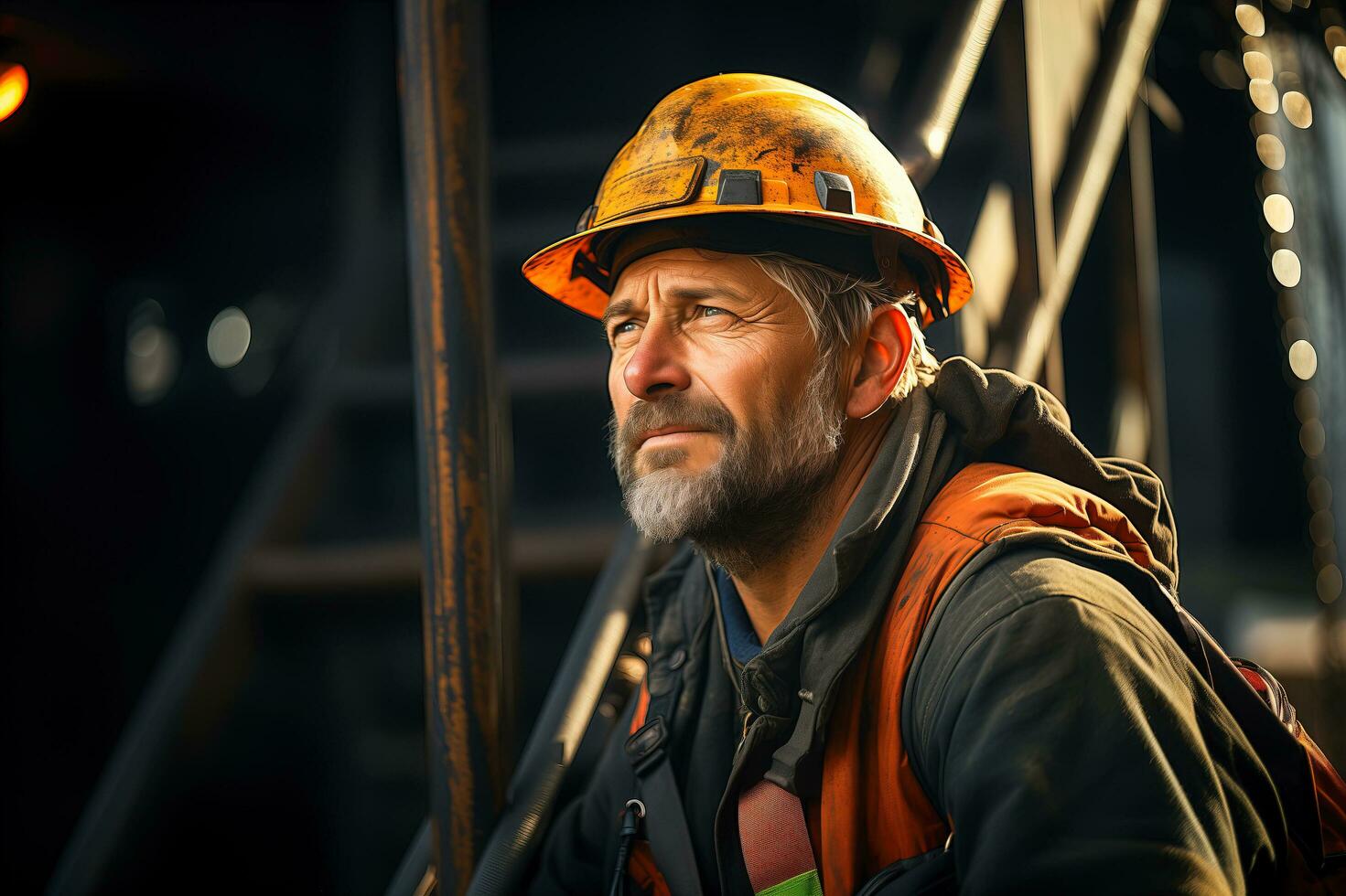 AI generated Oil worker in a helmet. photo