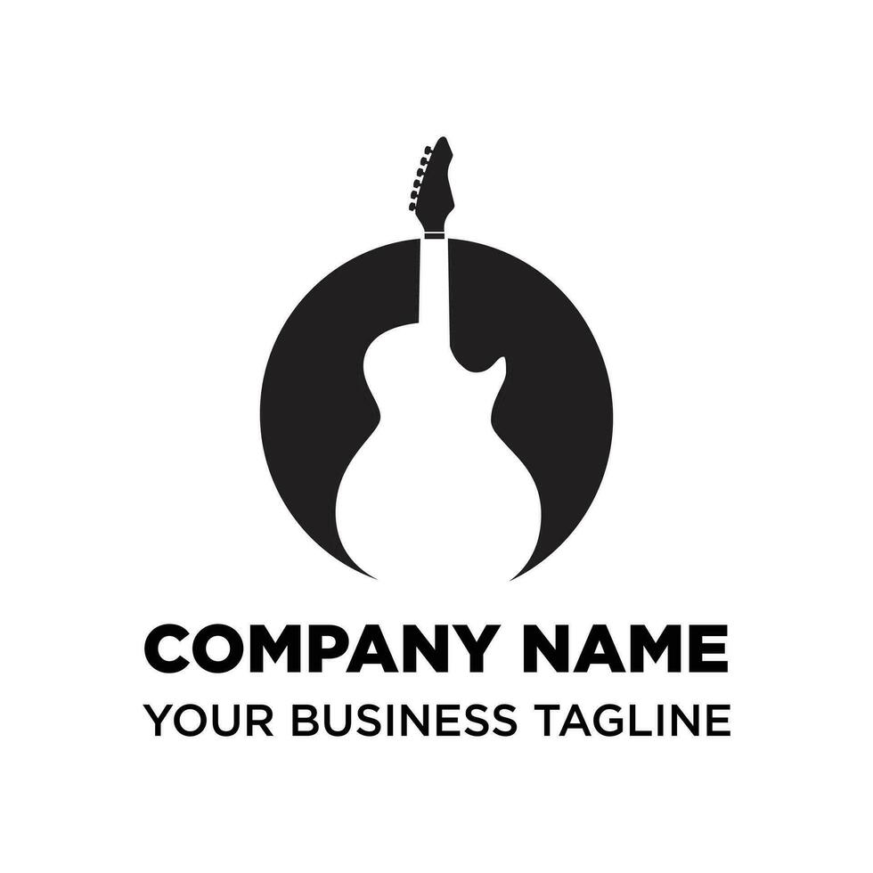 Negative Space Guitar Logo vector